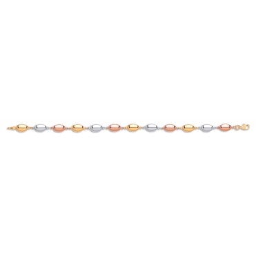 9ct Multi-tone Beaded Bracelet - 7