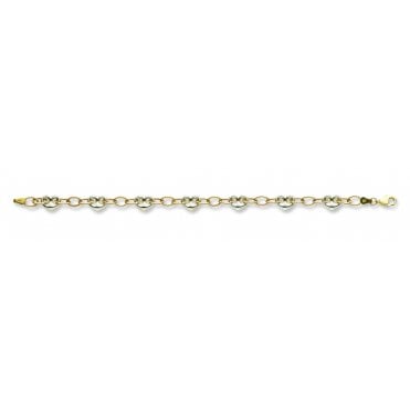 9ct Multi-tone Gold Heart Link Bracelet - 7