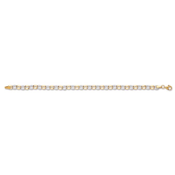 9ct Multi-tone Gold Oval Link Belcher Bracelet - 7"
