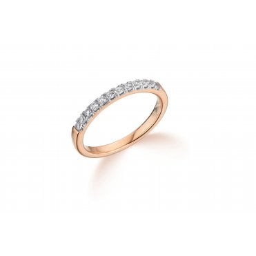 9ct Rose Gold Diamond Set Half Eternity Ring