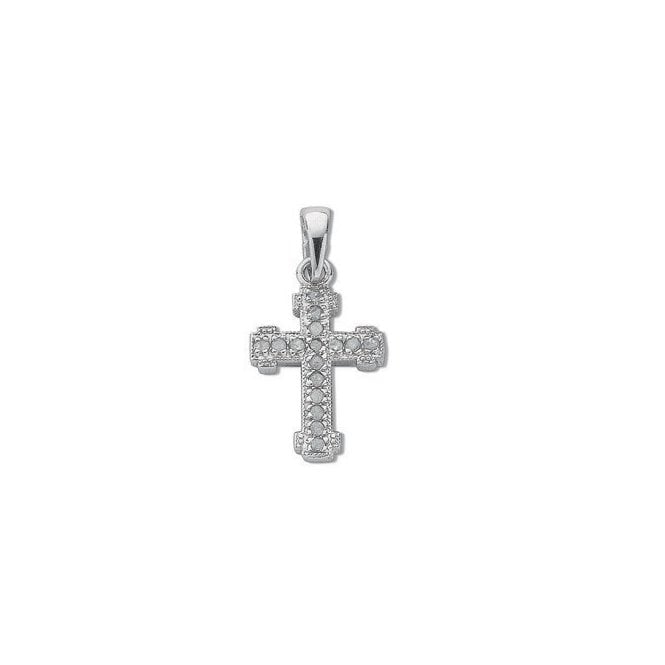 9ct White Gold 0.06ct Diamond Cross