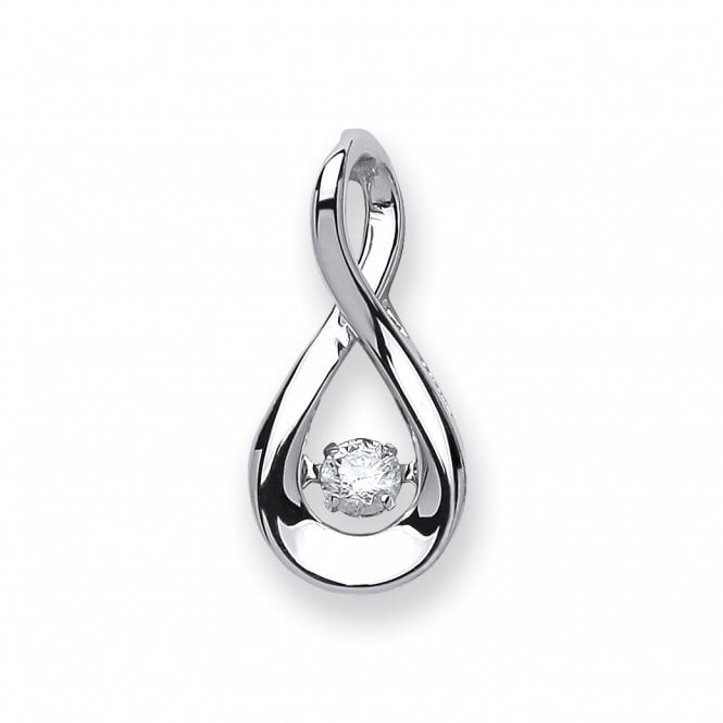 9ct White Gold 0.10ct Dancing Diamond Drop Pendant