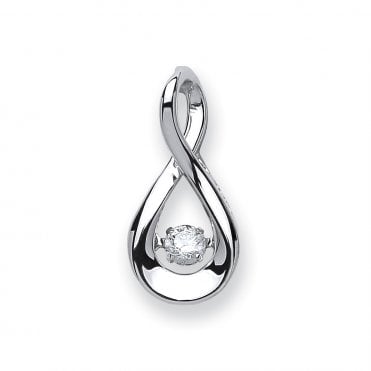 9ct White Gold 0.10ct Dancing Diamond Drop Pendant