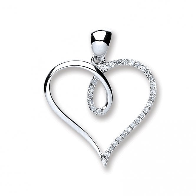 9ct White Gold 0.10ct Diamond Heart Pendant