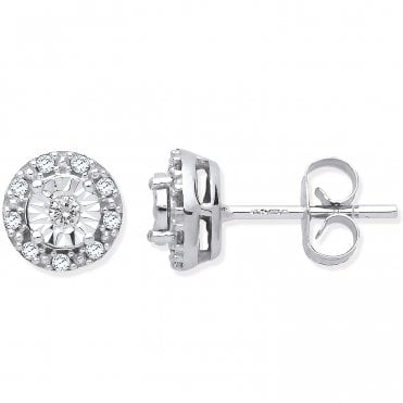 9ct White Gold 0.13ct Dia Stud Earrings