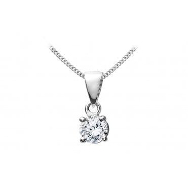 18ct White Gold 0.25ct Diamond Solitaire Necklace