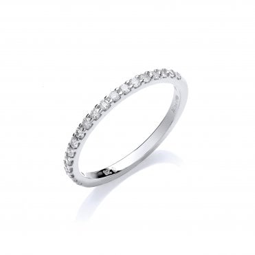 9ct White Gold 0.27ct 50% Set Diamond Half ET Ring
