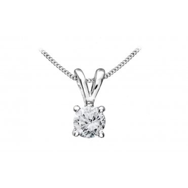 9ct White Gold 0.33ct Diamond Solitaire Necklace