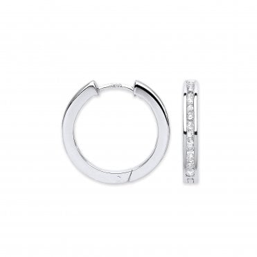 9ct White Gold 0.50ct Diamond Hoop Earrings
