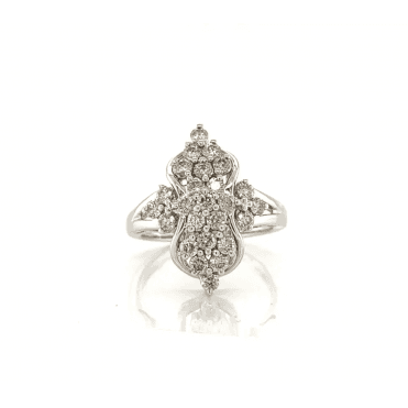 9ct White Gold 1.00ct Diamond Fancy Cluster Cocktail Dress Ring