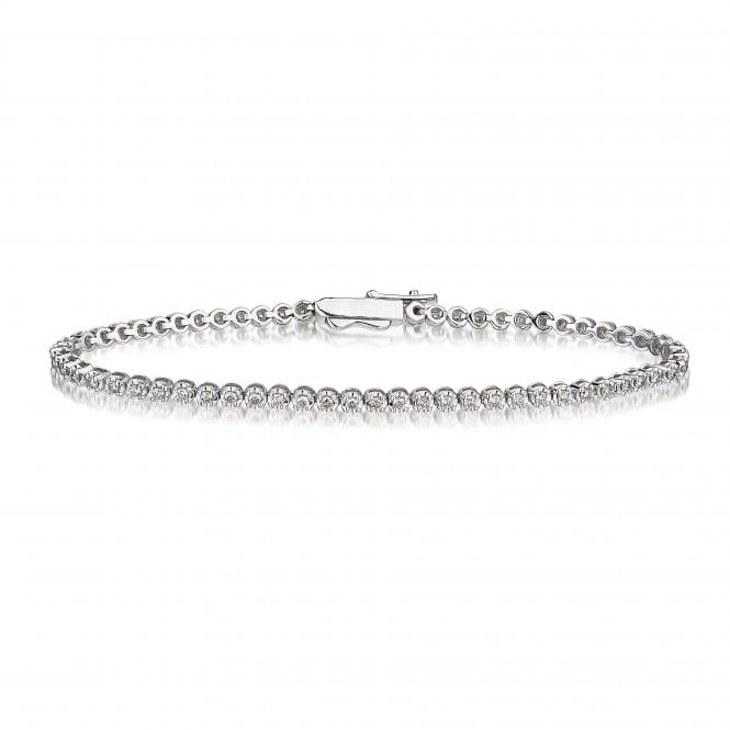 9ct White Gold 1.00ct Diamond Tennis Bracelet - 7"