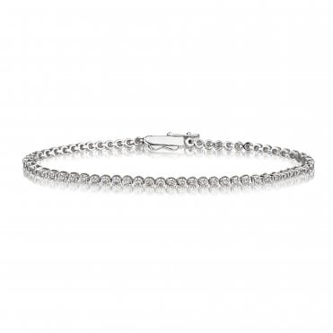 9ct White Gold 1.00ct Diamond Tennis Bracelet - 7