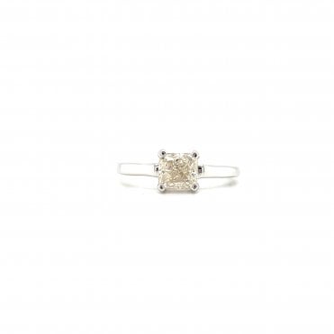 9ct White Gold 1.01ct Cushion Cut Diamond Solitaire Engagement Ring