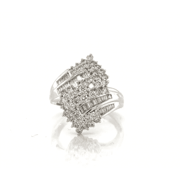 9ct White Gold 1.50ct Diamond Fancy Cocktail Dress Ring