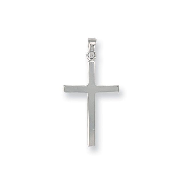 9ct White Gold 32mm Polished Cross Pendant