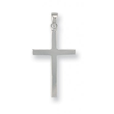 9ct White Gold 32mm Polished Cross Pendant