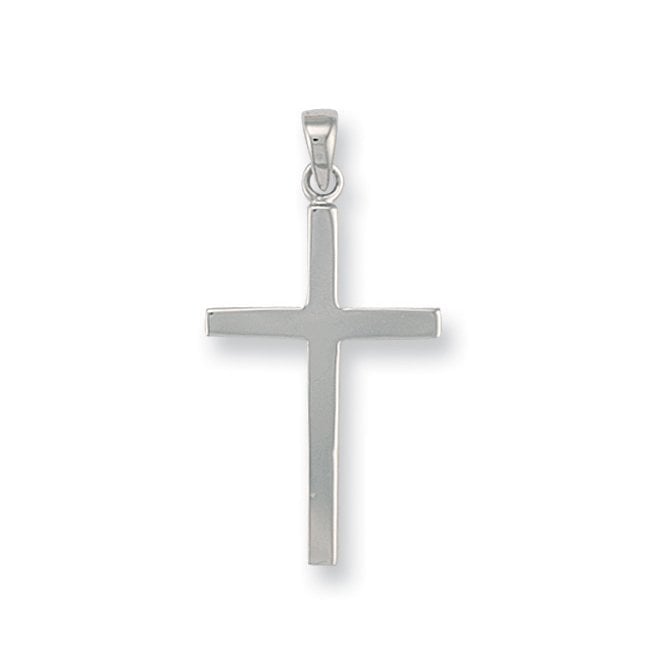 9ct White Gold 38mm Polished Cross Pendant