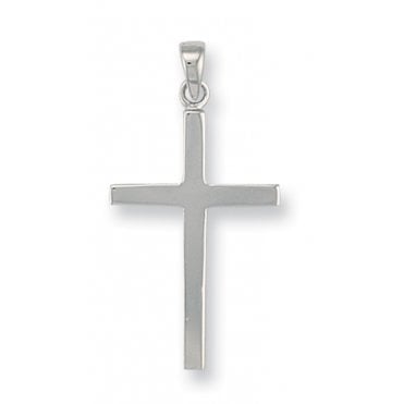 9ct White Gold 38mm Polished Cross Pendant