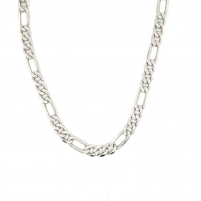 9ct White Gold 5mm Classic Figaro Chain - 20" - 15g