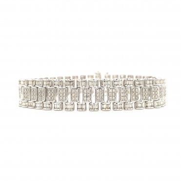 9ct White Gold 6.20ct Mixed Cut Diamond Set Rolex Style Bracelet - 8