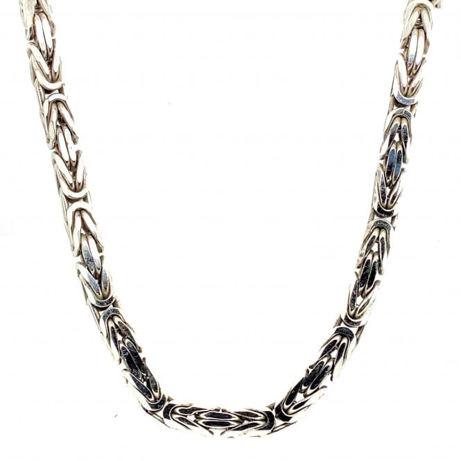 9ct White Gold 6mm Square Byzantine Chain - 24" - 128g
