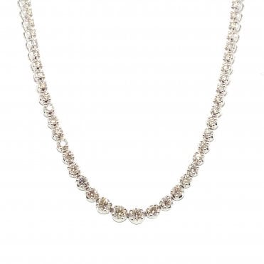 9ct White Gold 8.57ct VS1 Diamond Claw Set Graduated Tennis Necklace - 17