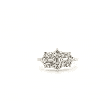 9ct White Gold Boat Shaped Diamond Cluster Ring