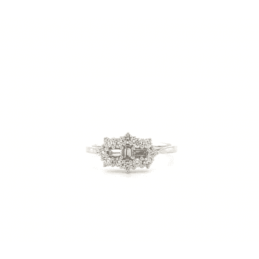9ct White Gold Boat Shaped Diamond Cluster Ring