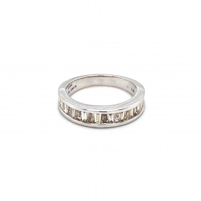 9ct White Gold Channel Set Baguette Diamond 1/2 Eternity Ring