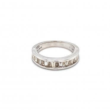 9ct White Gold Channel Set Baguette Diamond 1/2 Eternity Ring