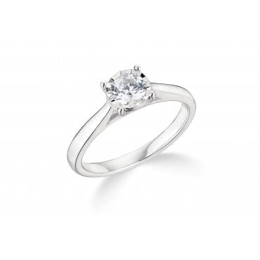 9ct White Gold Classic Diamond Solitaire Ring