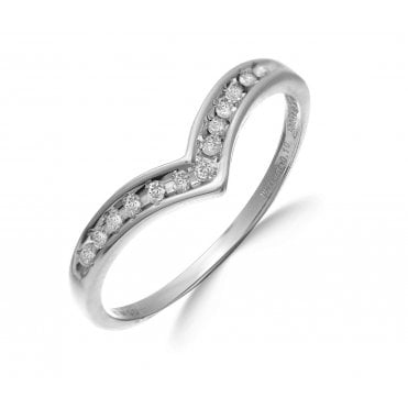9ct White Gold Classic Diamond Wishbone Ring