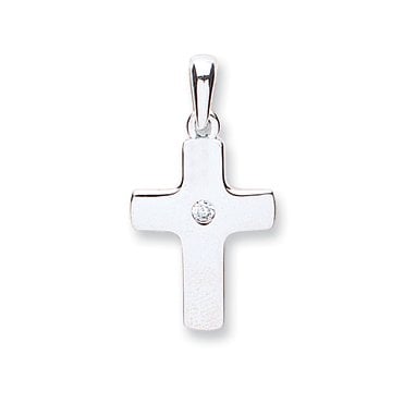 9ct White Gold Cubic Zirconia Set Cross Pendant