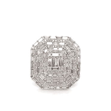 9ct White Gold Cushion Shaped Diamond Cluster Ring
