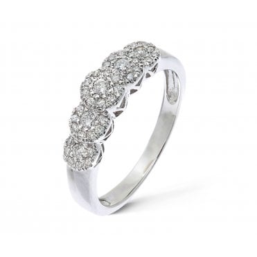9ct White Gold Diamond 5 Stone Design Cluster Eternity Ring