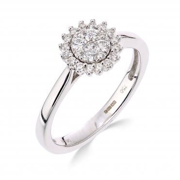 9ct White Gold Diamond Cluster Engagement Ring