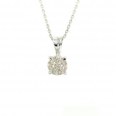 9ct White Gold Diamond Cluster Pendant - 0.57ct