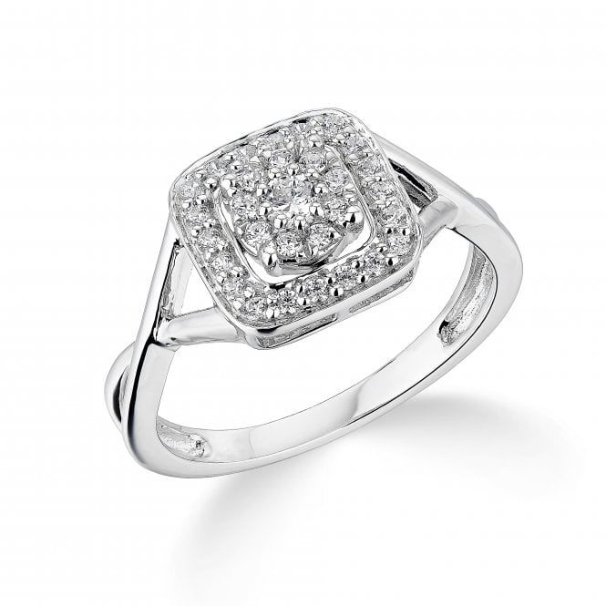 9ct White Gold Diamond Cluster Ring