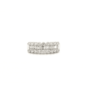 9ct White Gold Diamond Fancy Half Eternity Cluster Ring