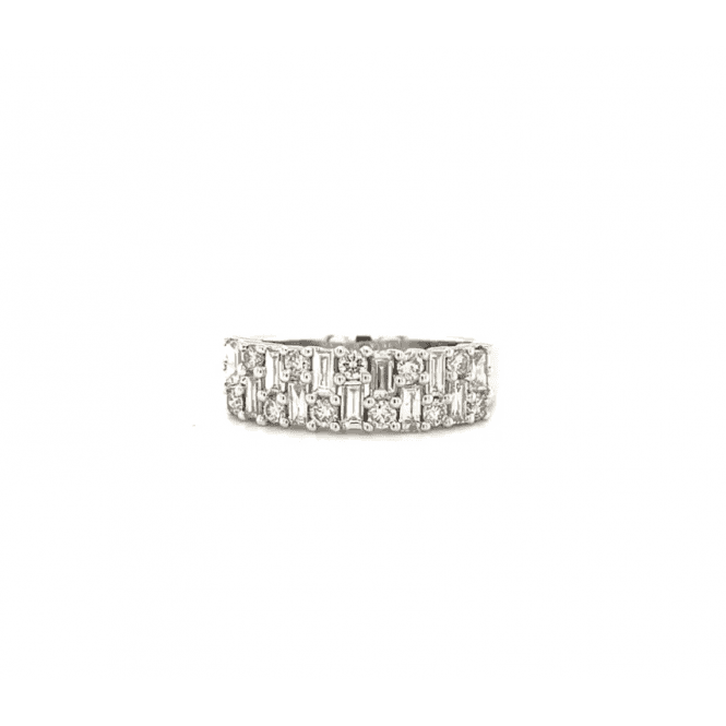 9ct White Gold Diamond Fancy Half Eternity Cluster Ring