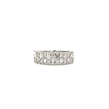 9ct White Gold Diamond Fancy Half Eternity Cluster Ring
