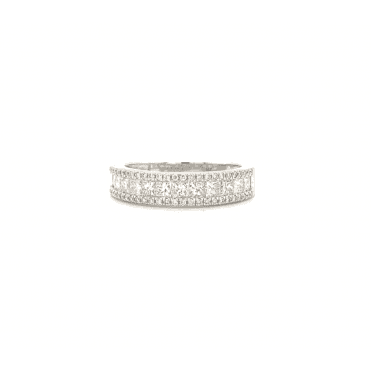 9ct White Gold Diamond Fancy Half Eternity Cluster Ring