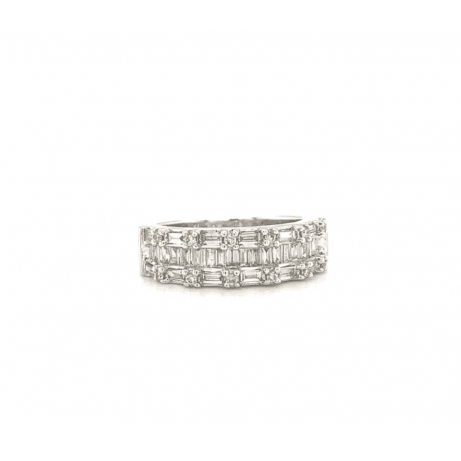9ct White Gold Diamond Fancy Half Eternity Cluster Ring