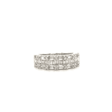 9ct White Gold Diamond Fancy Half Eternity Cluster Ring