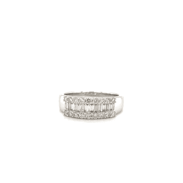 9ct White Gold Diamond Fancy Half Eternity Cluster Ring