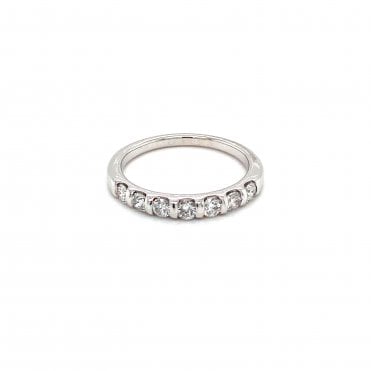 9ct White Gold Diamond Half Eternity Ring