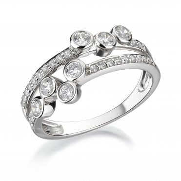 9ct White Gold Diamond Raindance Eternity Style Ring