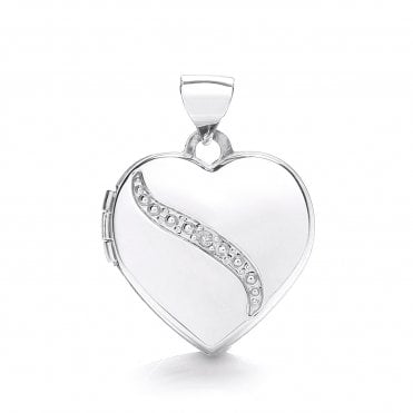 9ct White Gold Diamond Set Heart Locket Pendant