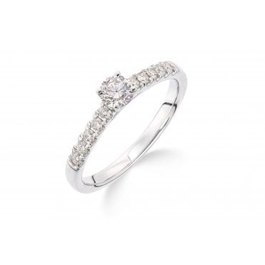9ct White Gold Diamond Shoulder Set Engagement Ring