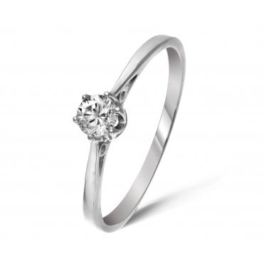 9ct White Gold Diamond Solitaire Engagement Ring